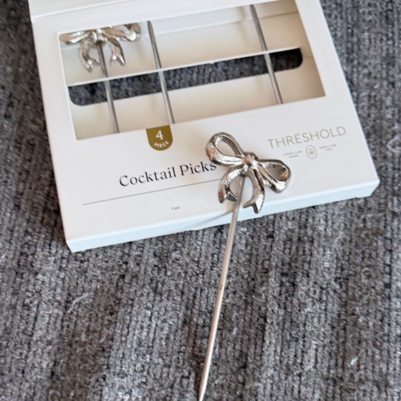 Threshold Silver Bow Cocktail Picks (4 piece) - Picture 2 of 3